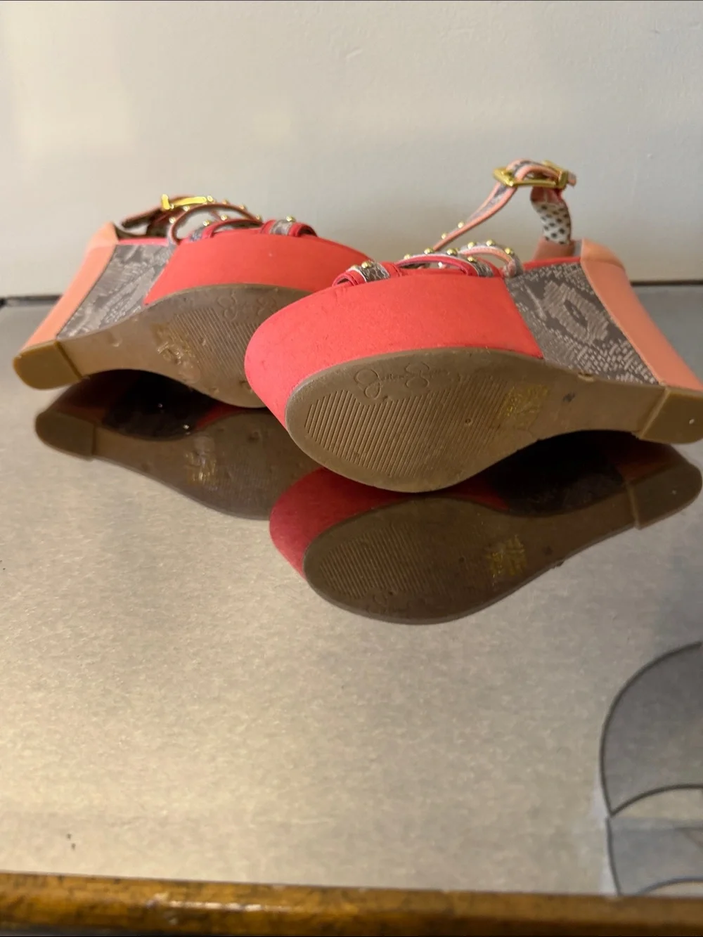 Jessica Simpson Women's Coral Platform Wedge Sandals with Studded Straps 37